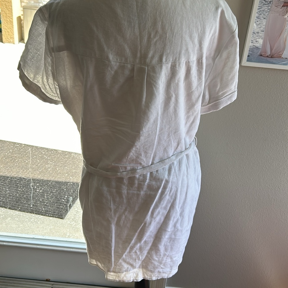 EUC Abercrombie & Fitch shirt dress in white Size Large Petite Linen Blend - Picture 9 of 9